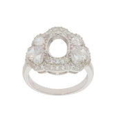 Sterling Silver Semi Mount Ring Setting OV 9x7mm Halo - Syzjewelry